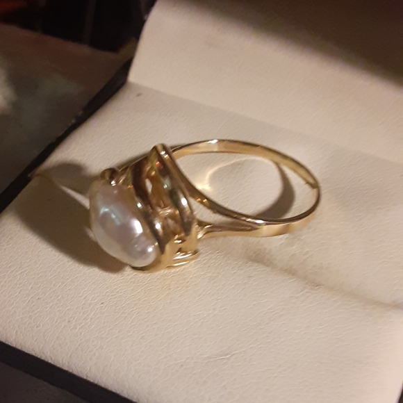 SALE PRICE☆☆☆14k LAKE BIWA PEARL RING Unique & Lustrous sz 9 4.5 grams - Picture 3 of 6